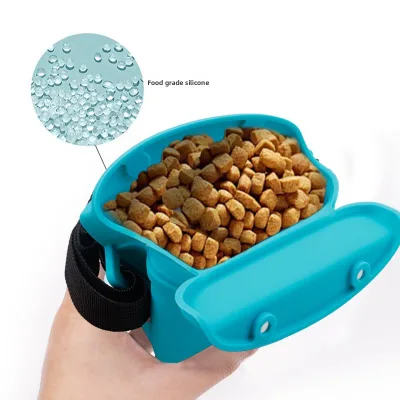 New Pet Silicone Dog Food Bag Outdoor Portable Portable Dog Training Dog Walking Feeding Silicone Pet Snack Bag