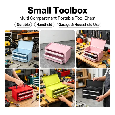 Small Toolbox, Multi Compartment Portable Tool Chest, Durable Handheld Hardware Box for Garage Household Daily Use