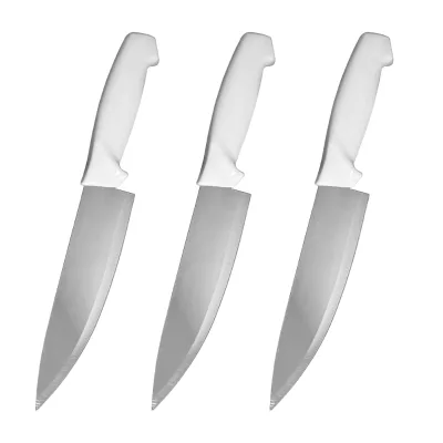 Chef Knife 12 Inch Stainless Steel Blade White PP Handle Kitchen Cutting Professional Sharp Ergonomic Grip Modern