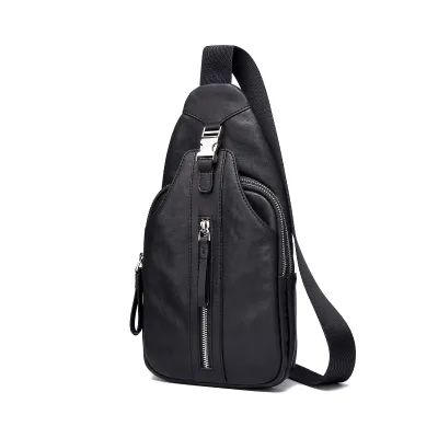 2021 Custom High Quality Man Genuine Leather Fanny Pack Chest Pack
