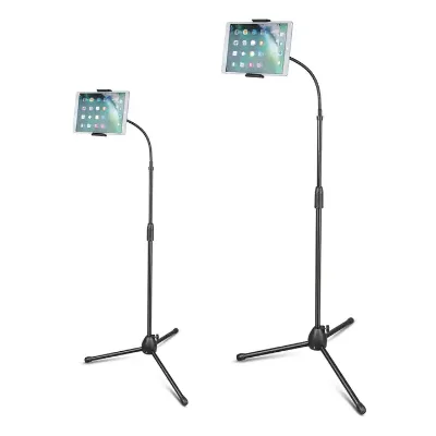 Xtuga LKT-802 Professional Recording Studio Floor Brackets 360 Degree Rotating iPad Tripod Floor Stand Holder Foldable Metal