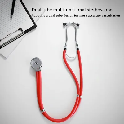 Dual Tube Medical Stethoscope, Red Tubing Dual Head Cardiology Stethoscope for Clinical & Home Use