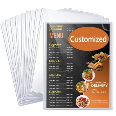 All PVC Menu Cover 8.5 X 11 Inch Top-Loading Restaurant Menu Covers Dual View Transparent Book Covers