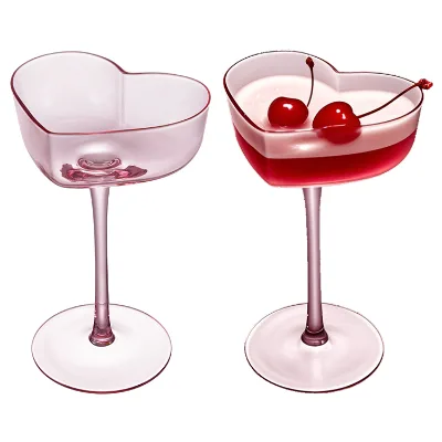 Love Creative Peach Heart Cocktail Glass Modern Crystal Glass Red Wine Wedding Glass for Parties Gifts Mother's Day