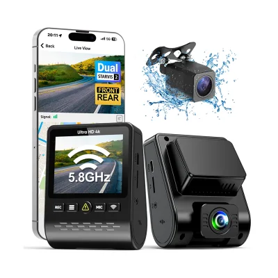 Compact Size EDR Car Black Box GPS Enabled Front/Rear Dash Cam 4K 2'' Screen AI Voice WiFi APP Live Night Vision Parking Mode