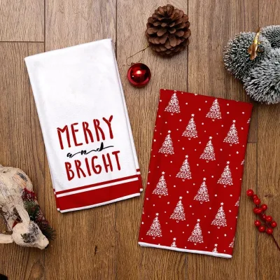 Winter Home Ornament Holiday Kitchen Cloth Colorfast Soft-touch Xmas Table Setting Supply OEM Available Large Quantity Home Good