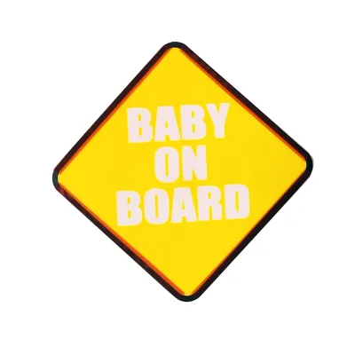 High Quality Wireless EL Car Sticker Remote Model 'BABY on BOARD' 150x150mm White/Yellow 85-120CD Brightness 1200mAh Battery