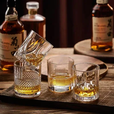 Amazion Best Selling Crystal Whiskey Glass Shaped for Improving Tasting and Aroma of Spirits Crystal Clear Glassware