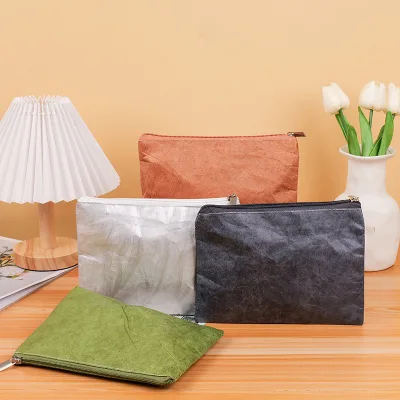 Tyvek Paper Zipper Bags Custom Logo Printing Washable & Tear-Resistant Cosmetic Bags Wholesale Waterproof Make-up Storage