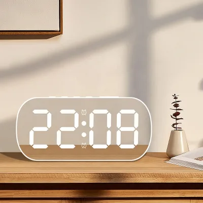 LED Digital Electronic Alarm Clock Snooze Night Mode Desktop Clock USB Temperature Time Display Mirror Table Clock Reloj