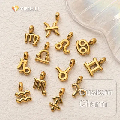 YML&  Stainless Steel Wholesale  Full Set Zodiac Charms  12 Stars Charms DIY Necklace Bracelet Pendant for Jewelry Making