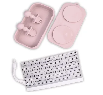 Silicone Baby Plates Dishes, Baby Suction Plate with Travel case