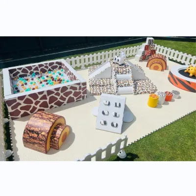 New Designed Kids Soft Play Area Leopard Print Soft Play Equipment Commercial Bounce House rainbow Bridge Soft Play