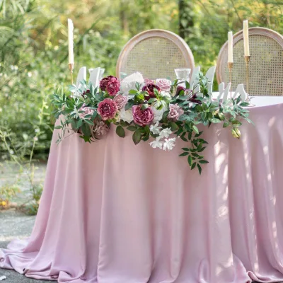Premium Round Silk Satin Tablecloth Woven in Fabric for Wedding Party Banquet Events