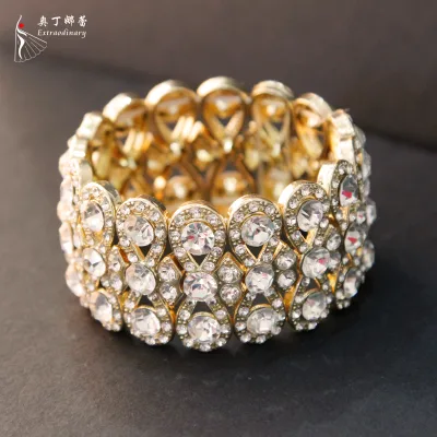 Hot Sales Shiny Diamond Belly Dance Accessories Party Luxurious Full Diamond Crystal Stretch Bracelet