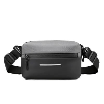 Simple Casual Lightweight PU Water Proof Nylon Summer Chest Bag Men's Textured Colorblock Single-Shoulder Crossbody Breathable