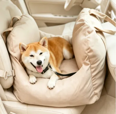 Aston Modern Pet Booster Car Seat Safety Belt Washable Travel Carrier for Dogs Button Closure Sustainable Cationic Polyester
