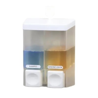 Wall-Mounted Double Dispenser Liquid Soap & Hand Soap for Hotel Bathroom Kitchen & Household Use Modern Design Plastic 250ML*2
