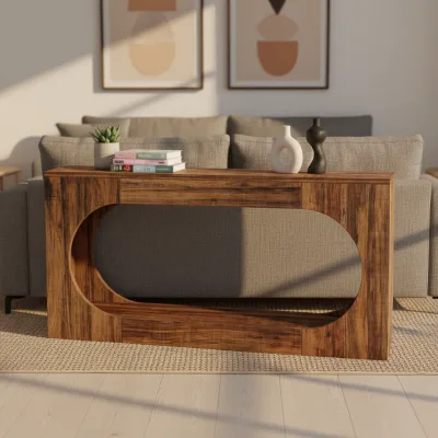 Modern Design Durable Dark Brown Wooden Console Table with One Shelf for Living Room and Hallway Furniture