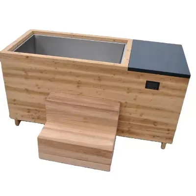 Traditional Wooden Cold Bath Tub Ice Bath Tub With Stainless Steel for Ice Therapy Cold Plunge Tub Chiller