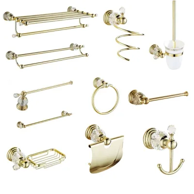 European Antique Solid Brass Hotel Bathroom Hardware Sets Anodized Traditional Eco-Friendly Wall-Mounted Accessories