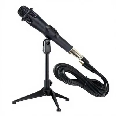 Black Desktop Tripod Stand + E300 Wired Microphone Portable 30Hz-15kHz Frequency Response Network Live Broadcast Equipment
