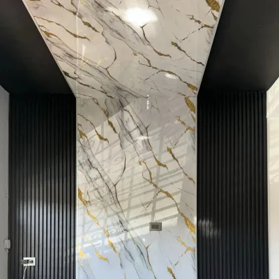 4*8 FT Panel Pvc Piso 3D Golden Design High Gloss Pvc Sheets Pvc Wall Panels