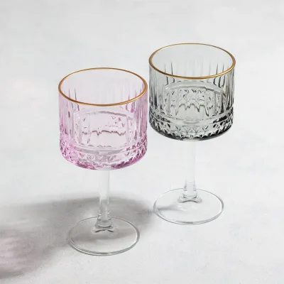 Popular Promotional Exquisite Durable Ripple Popular Glass Vintage Red Wine Cocktail Glasses