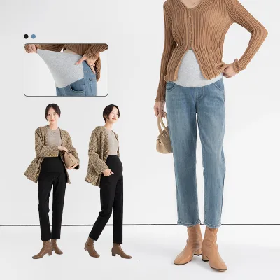 2024 Maternity Pants Spring and Fall Casual Pants Pants Versatile Skinny Jeans Straight Maternity Jeans