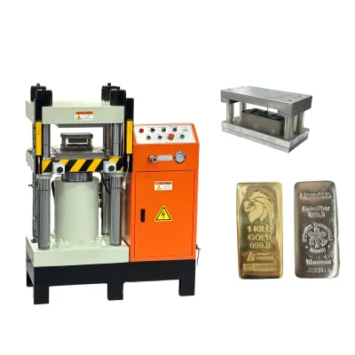 Automatic Hydraulic Logo Stamping Machine for Gold & Silver Bars - Custom Engraving and Marking Equipment for Jewelry, Bullion