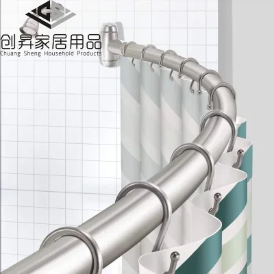 Custom Length Environment-friendly 304 Stainless Steel Matte Black Satin Retractable Adjustable Curved Shower Curtain Rod (home)