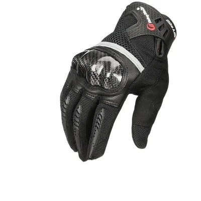 Professional Touchscreen Reflective Heavy Duty Carbon Knuckle Palm and Finger Protection Motorcycle Cycling Racing Gloves