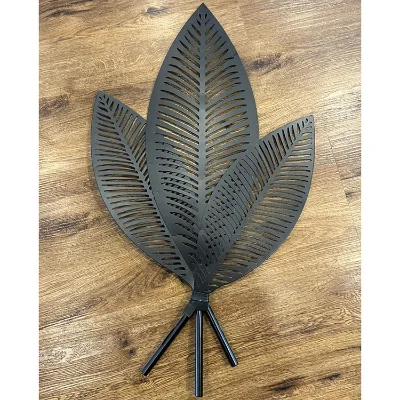 Metal Leaf Decoration Palm Leaf Statue Wall Hanging Sculpture for Home Office Table Decor