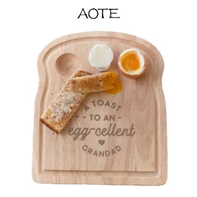 Eco-Friendly Beech Wood Chopping Board New Design Breakfast Egg and Bread Board with Engraved Logo Storage Tray Cutting Board