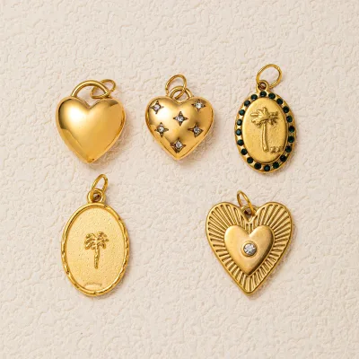 Western Style Luxury Premium Non-toxic Retro Minimalist Smile Face Smile Heart Birthstone Cube Pendant for Formal Event