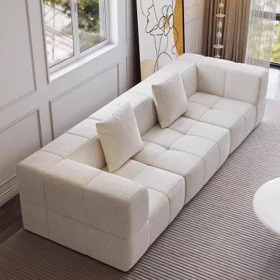 French Teddy Velvet Fabric Modern Style Sofa Set Small Apartment Frost - Straight Row Modular Living Room Compression.