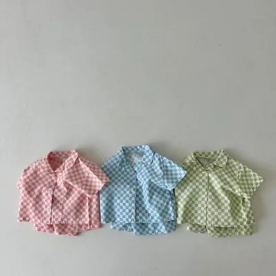 Wholesale Kids Clothing Summer Casual Fashion Baby Boys' Plaid Shorts Sets Children Clothing Set