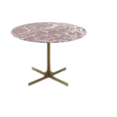 Round Red Natural Stone Coffee Table Top Natural Marble Corner Table in Family Living Room