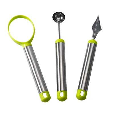 3 in 1 Stainless Steel Watermelon Cutter Fruit Carving Tools Set Carving Knife for Fruit