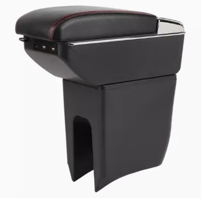 China EV Car Double Layers Slide USB Charger Design Black Pu Leather Car Armrest Console Box for Dongfeng Nano Box 2023-2024
