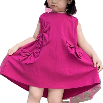 2024 Fashionable Summer Baby Girls Sleeveless Party Dress With Butterfly Bows Decoration