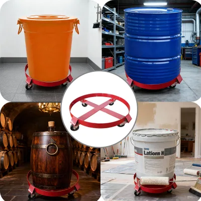 210 Liter Oil Drum Dolly Extra Sturdy Alloy Steel Construction Quiet Operation Swivel Wheels for Ingredient Bin Supply
