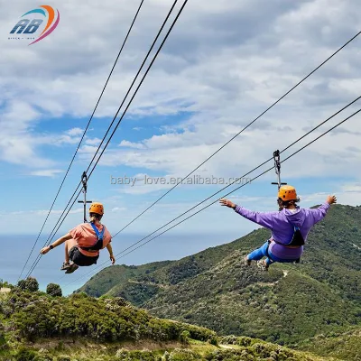 Custom Heavy Duty Zip Line Kit Full Accessories for Theme Amusement Park Ziplines Tyrolienne Flying Fox Zip Wire