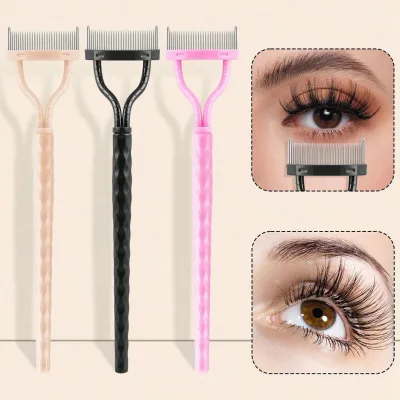 New Steel Pin Lash Comb Eyebrow Brush Black Pink Eye Makeup Tool for Eyelash Separator & Eyebrow Grooming