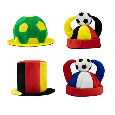 Football Cup Fans Hat Cheering Props Adult Fan Party Props Velvet Soccer Style Flag Hat for Party