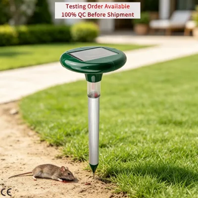 In Stock Green Solar Powered Sonic Mole Repeller with Durable IPX4 Waterproof ABS Shell for Professional Golf Course and Resort