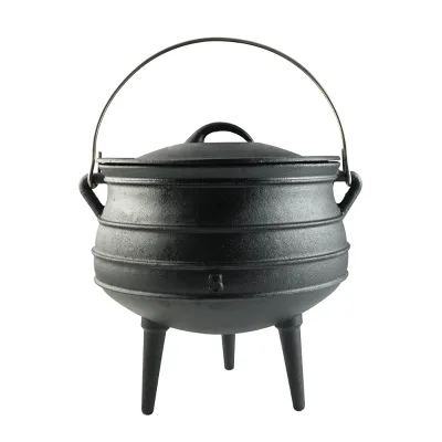 Outdoor Camping Cast Iron Potjie Pot 3-4L Capacity Preseasoned Interior Durable for Induction and Gas Stoves