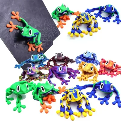 Movable Joints 3D Printed Frog Model Realistic Cartoon Frog Sculpture Magnetic Figurine 3D Printed Frog Toy Birthday Gift