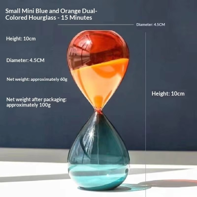 Hot-selling Mini 15-Minute Blue and Orange Hourglass for Kids, Desktop Learning Decoration