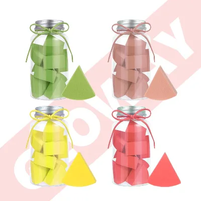 12Pcs/Bottle Latex Free Wet and Dry Use Cosmetic Sponges Makeup Wedge Triangle Makeup Blending Sponge With Storage Bottle